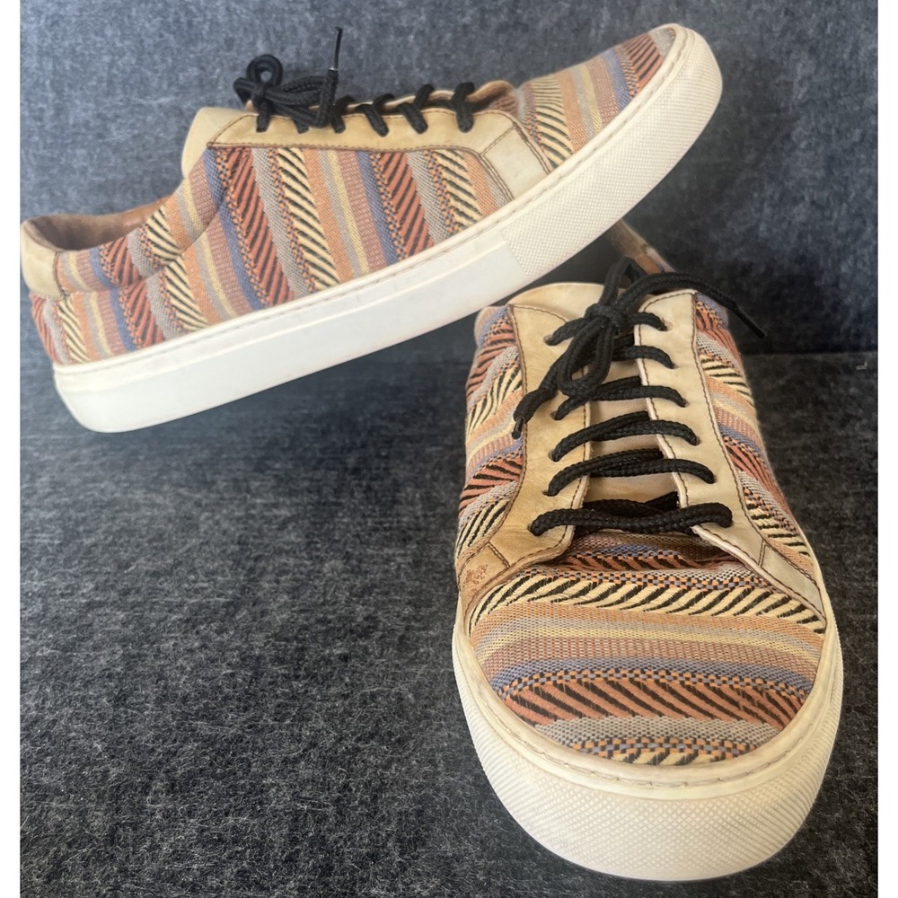 TAFT The‎ Sneaker Tribal Multi Striped Leather Trim Y2K Good Condition Mens 9